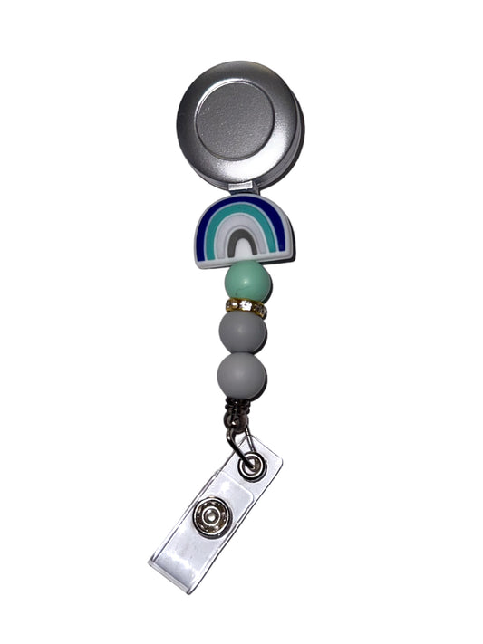 Retractable Badge Reel - Rainbow (Grey)