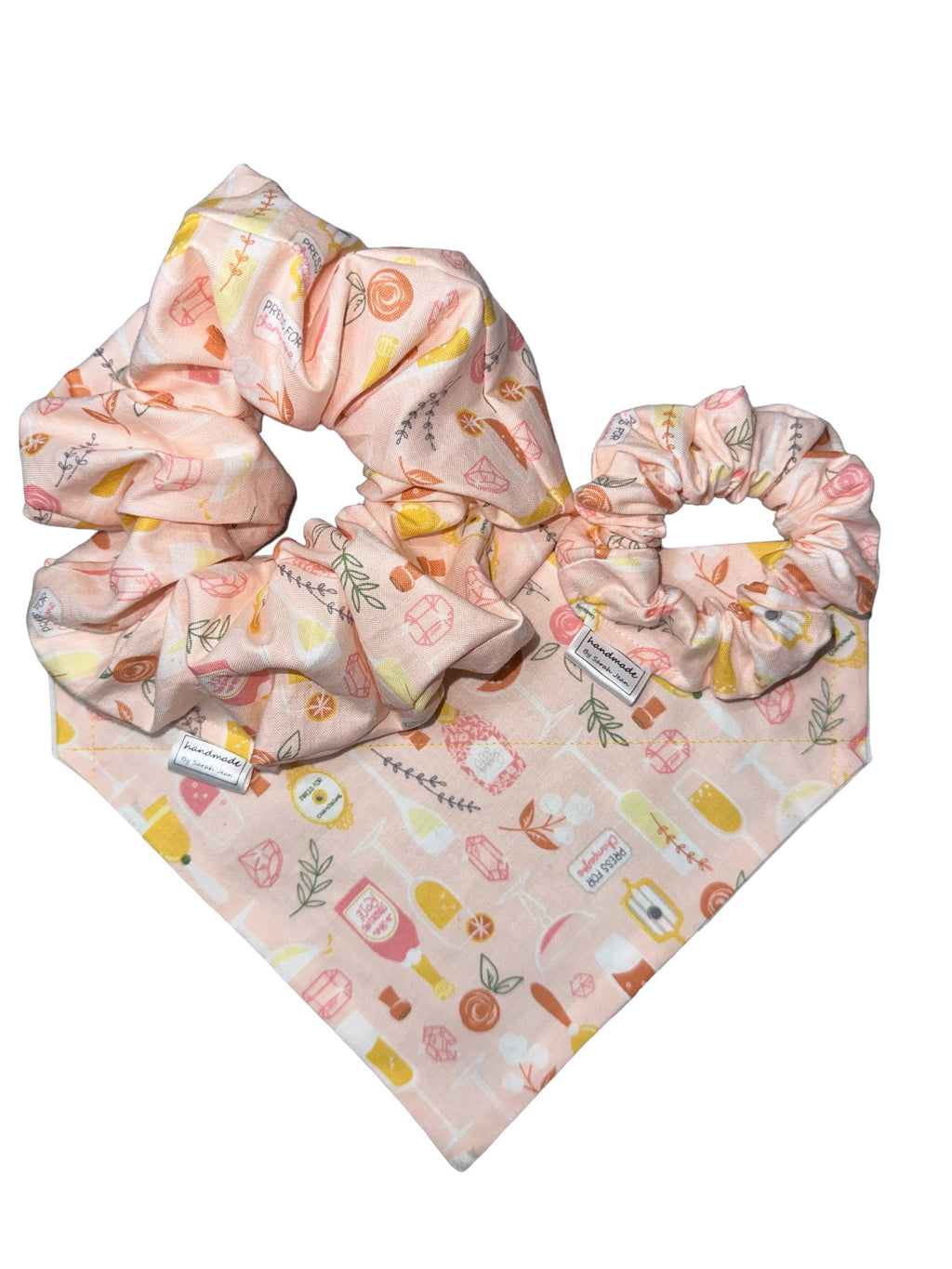 Brunch Date Collection - Rosé Mimosa Pet Bandana and Hair Scrunchie