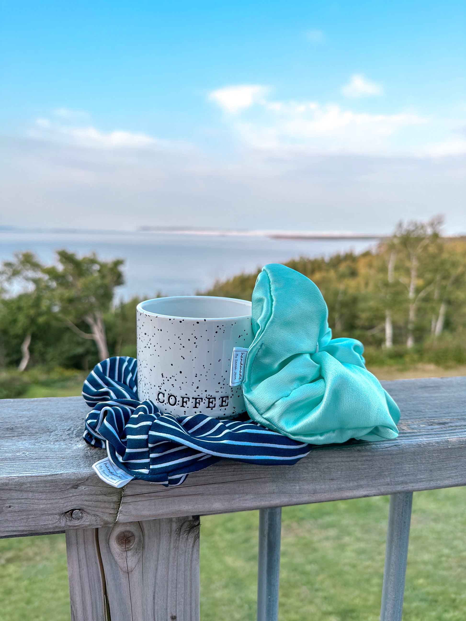 The Amy Collection - Nautical Navy Swim/Sweat Hair Scrunchies