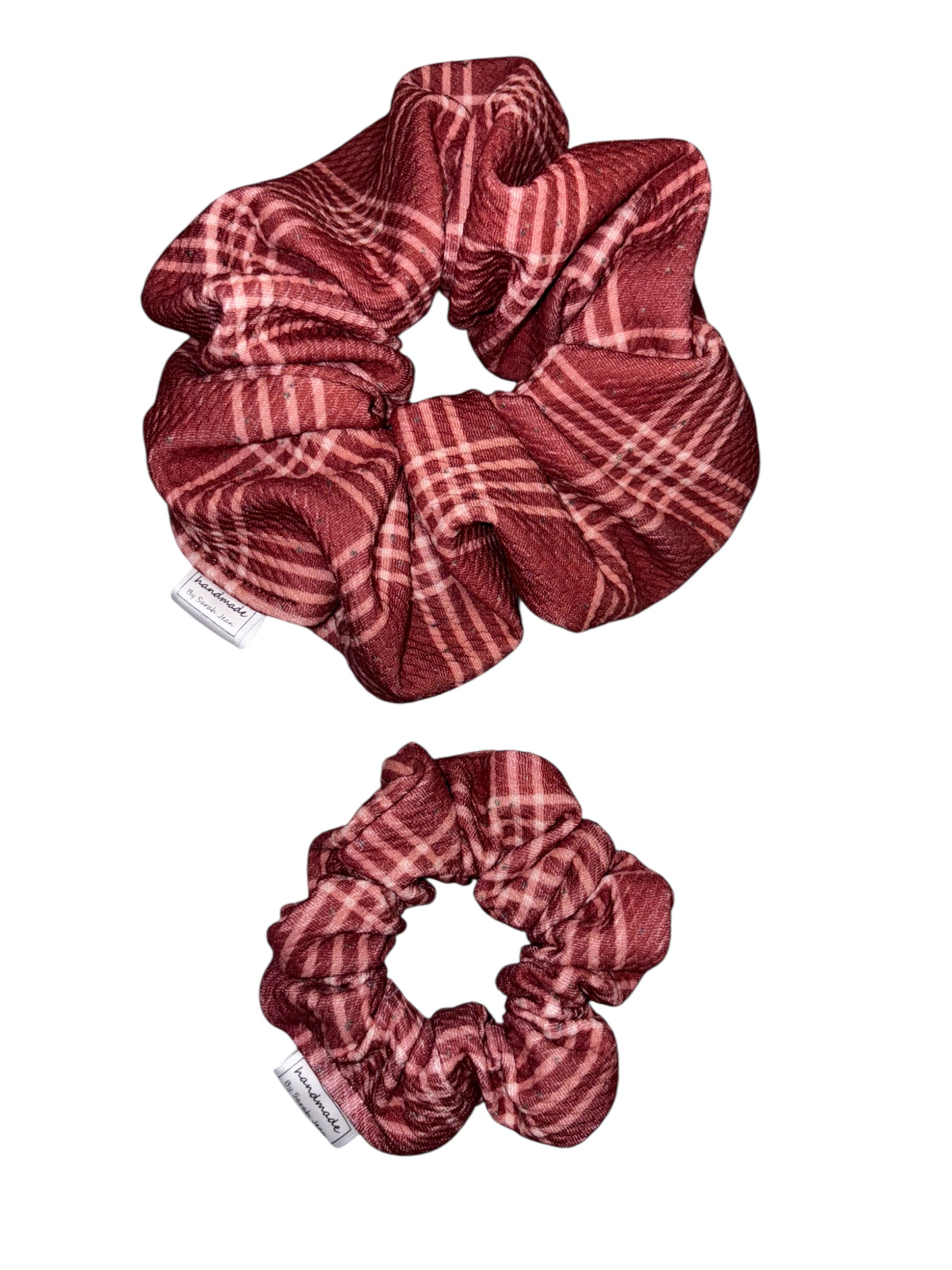 Harvest Hues Collection - Cranberry Plaid Hair Scrunchie