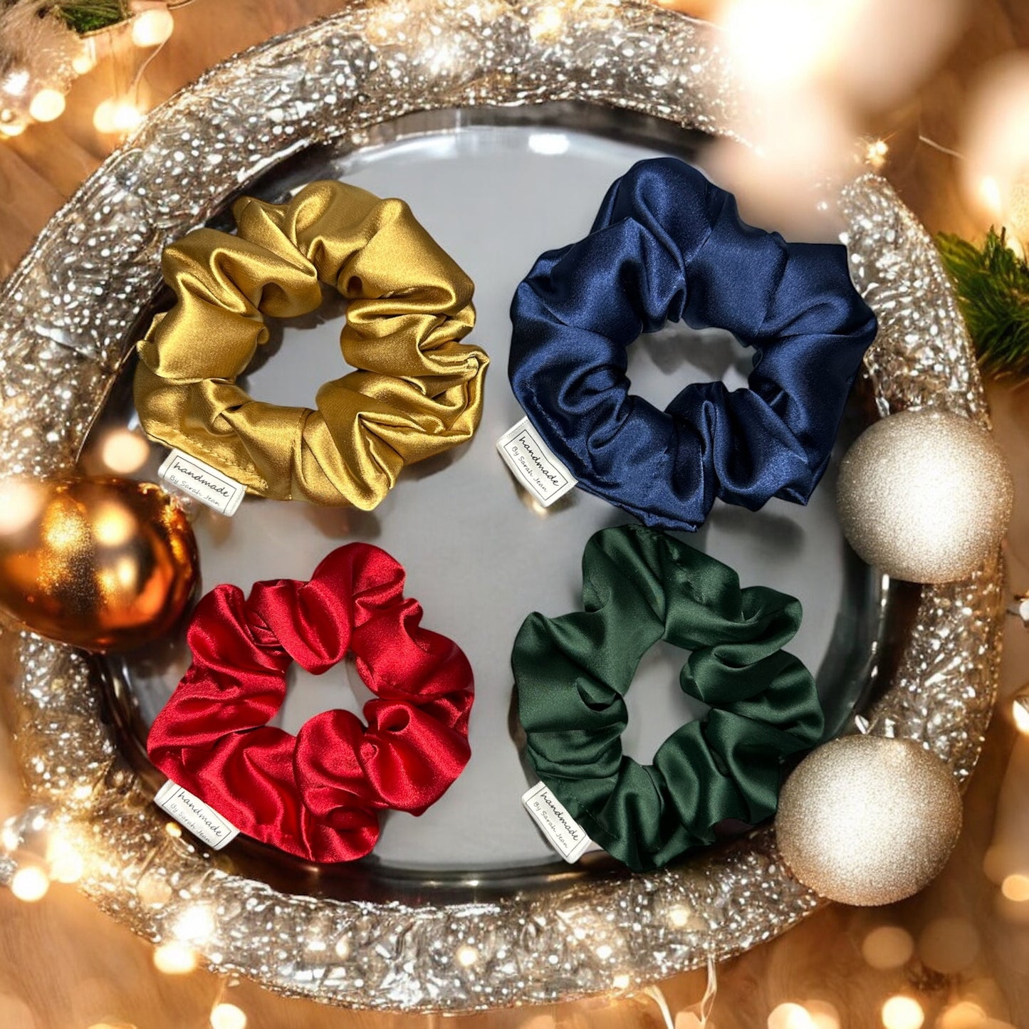 Christmas Palette Collection - Fir Green Satin Hair Scrunchies