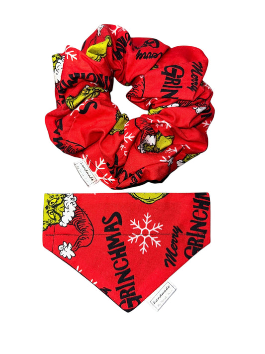 Merry Grinchmas Collection - Red Grinchmas Bandanas and Hair Scrunchies