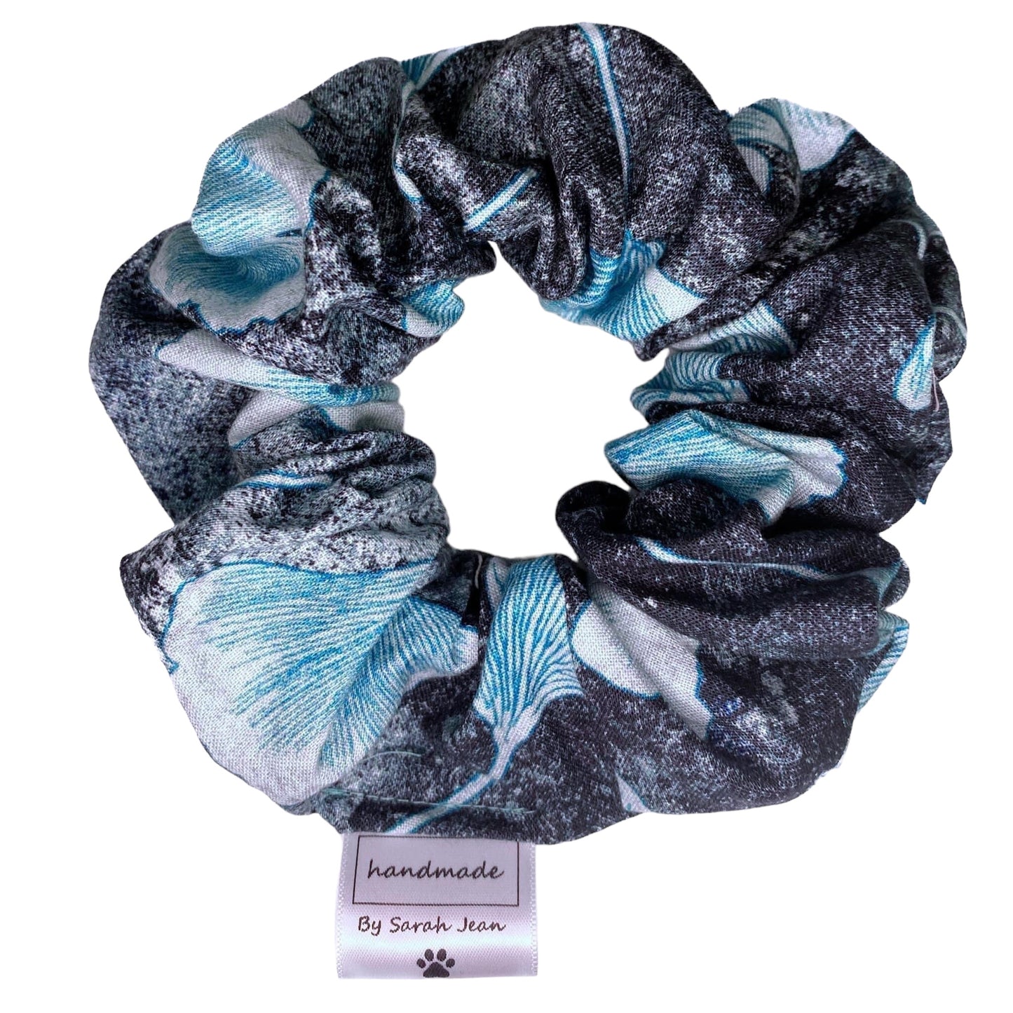 Blue and Navy Petal Print Pet Bandanas and Hair Scrunchies