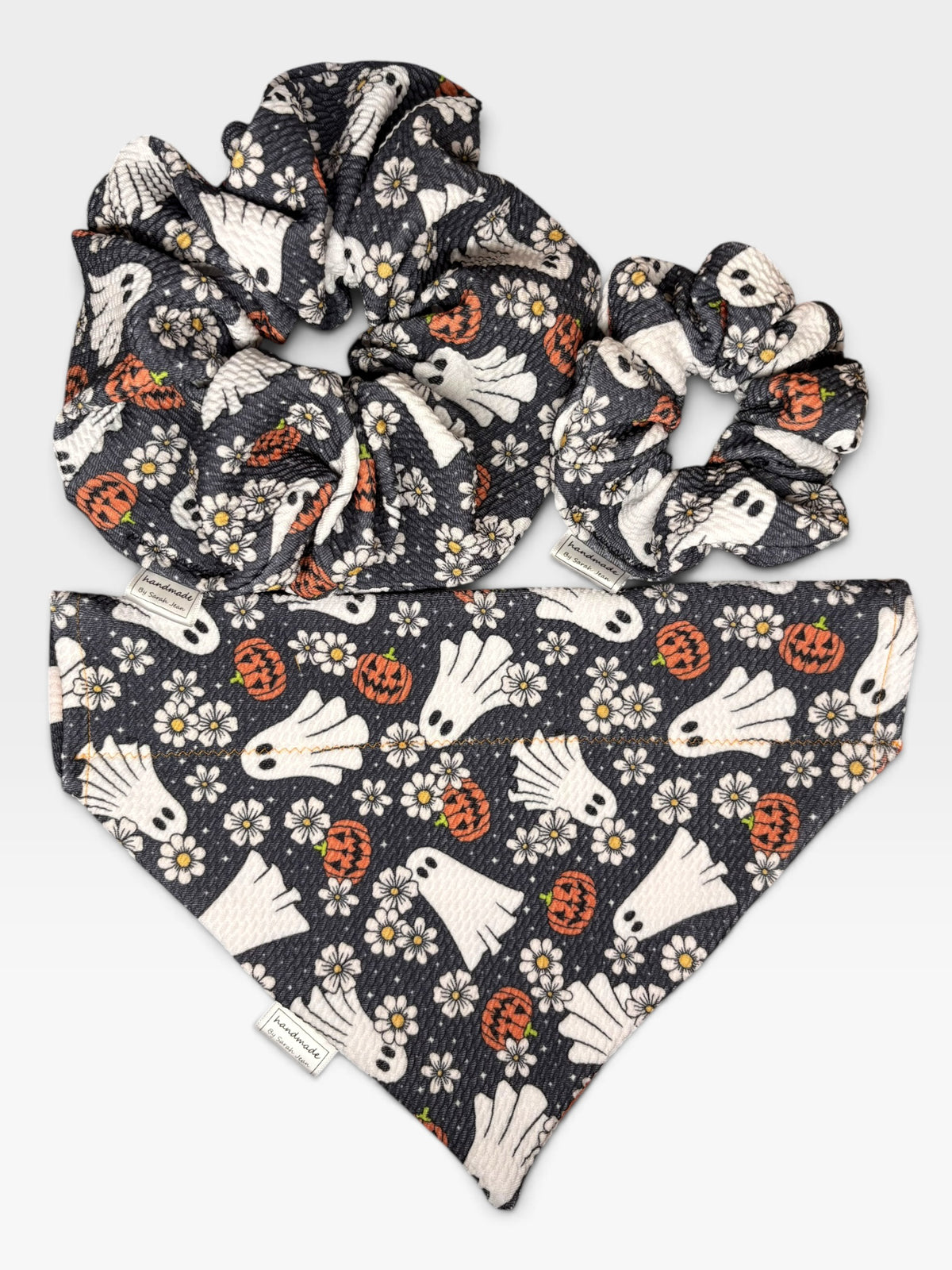Spooky Season Collection - Ghostly Garden + Halloween Checker Reversible Bandana