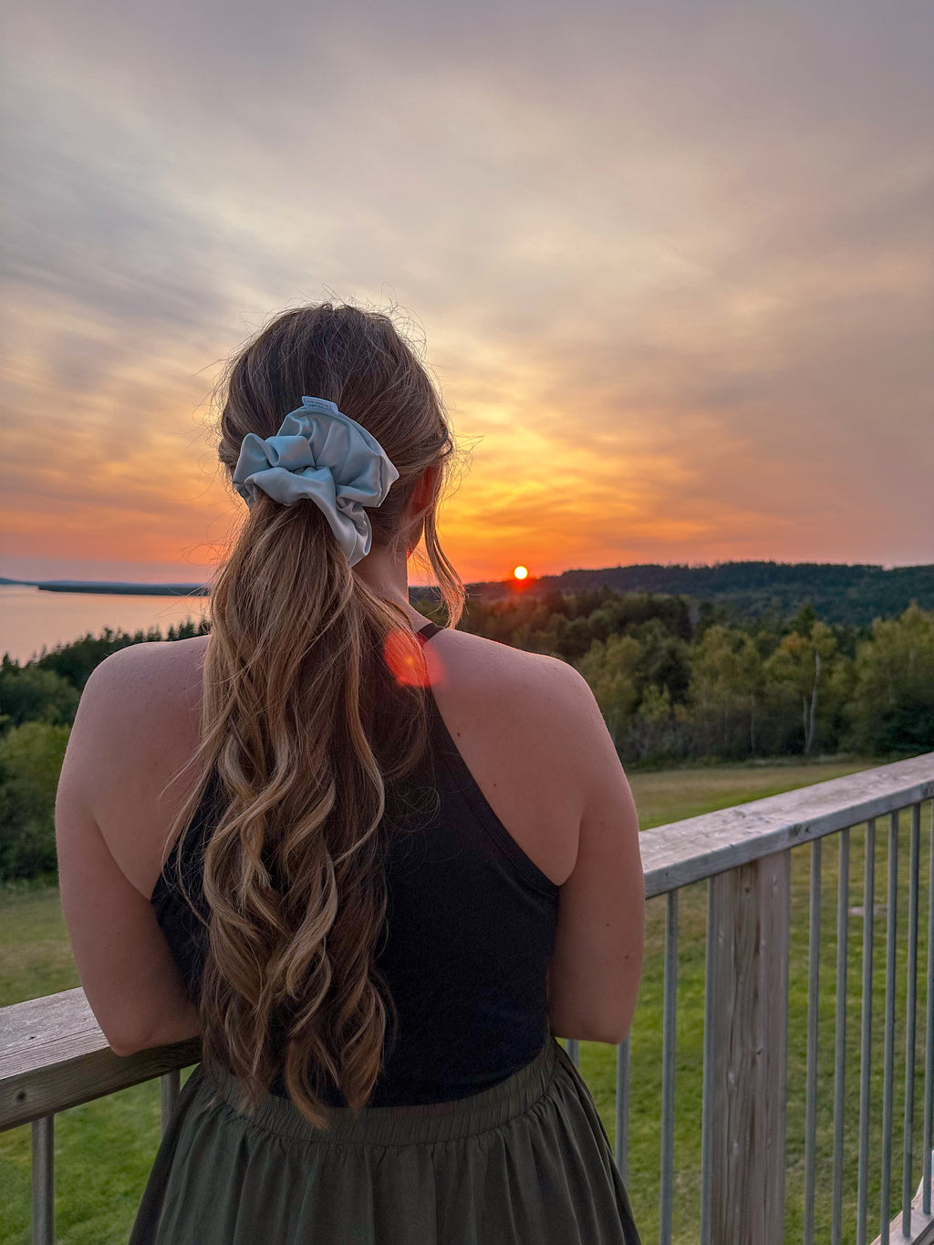 The Ashley Collection - Cornflower Blue Satin Hair Scrunchie
