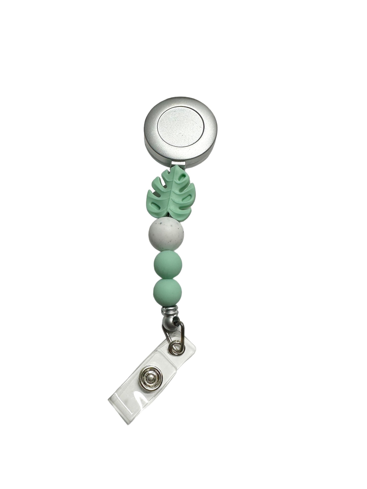 Retractable Badge Reel - Silver and Teal