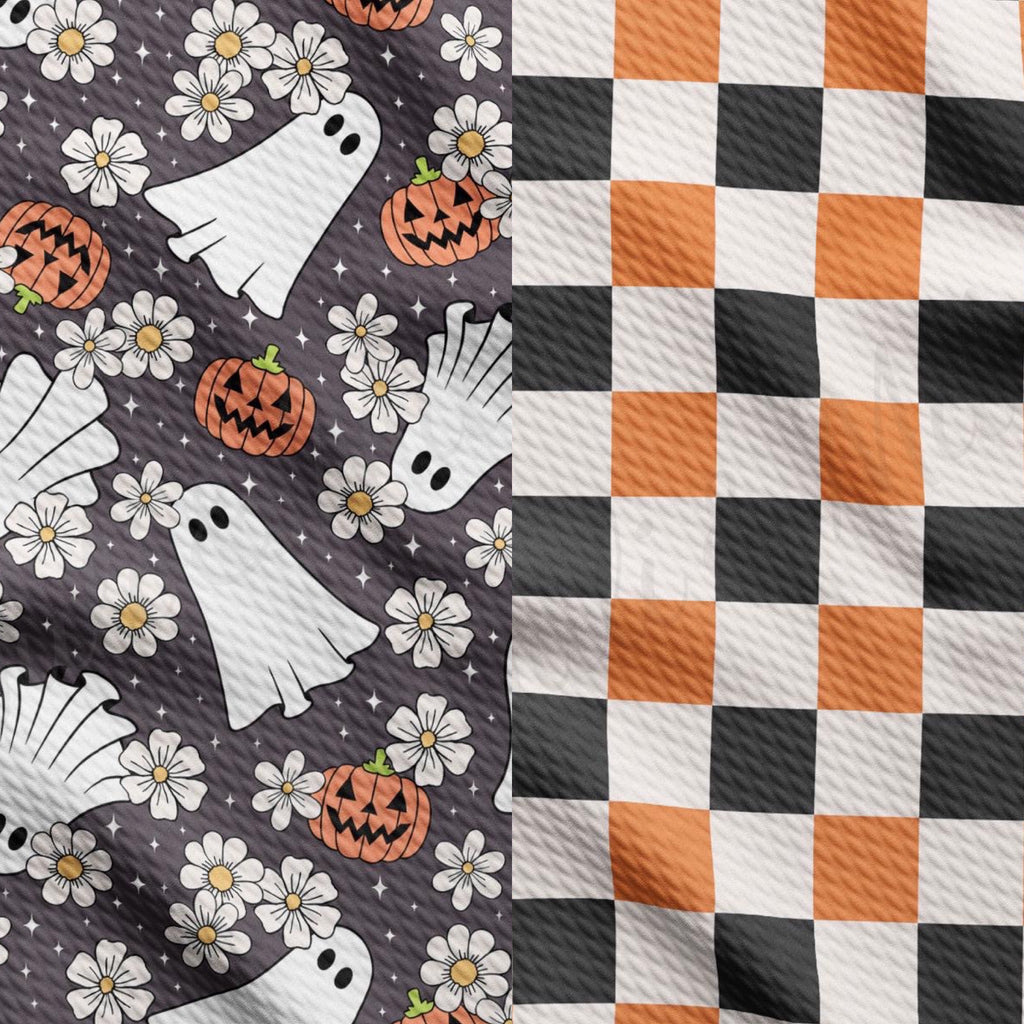 Spooky Season Collection - Ghostly Garden + Halloween Checker Reversible Bandana