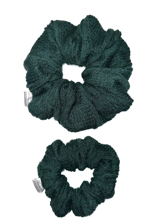 Forest Green Cable Knit Hair Scrunchies