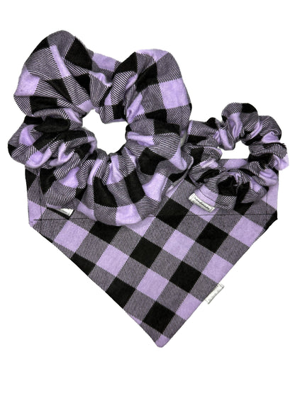 Buffalo Plaid Collection - Purple Pet Bandanas and Hair Scrunchies