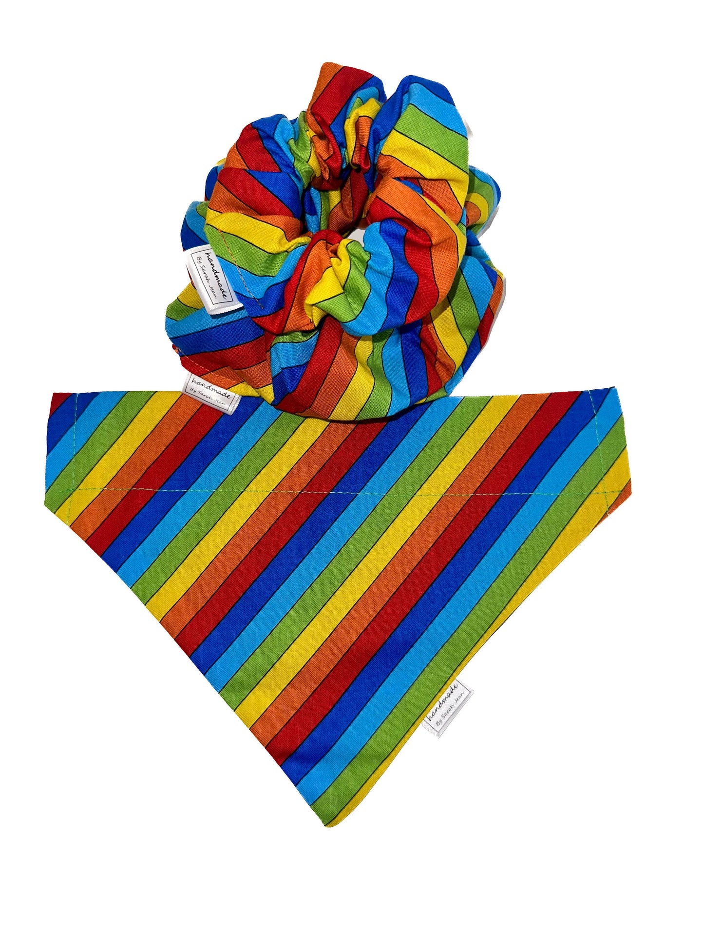 Love and Pride Collection - Rainbow Stripes Pet Bandanas and Hair Scrunchies