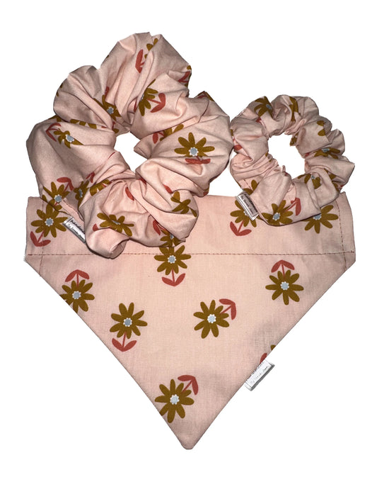 Floral Collection - Copper Daisy Pet Bandanas and Hair Scrunchies