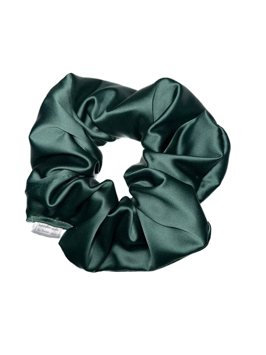 Spruce Green Stretch Satin Hair Scrunchies