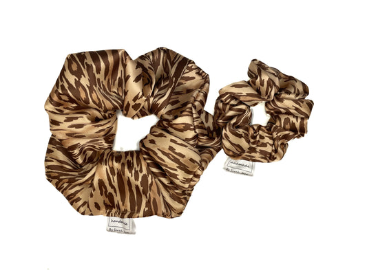 Leopard Animal Print Stretch Satin Hair Scrunchies