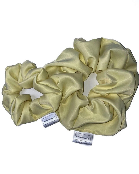 Lemon Drop Stretch Satin Hair Scrunchies