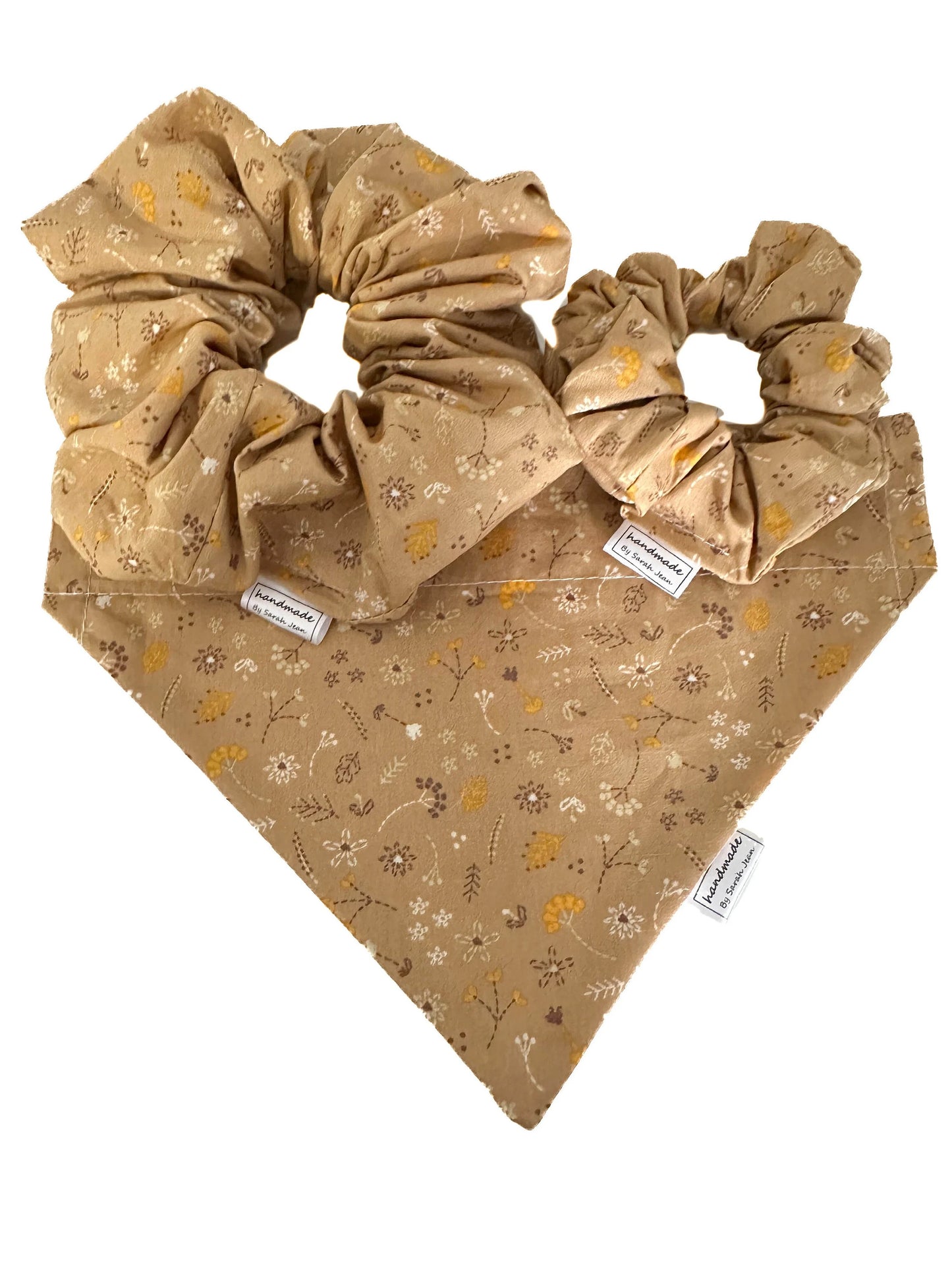 Floral Collection - Neutral Foliage Pet Bandanas and Hair Scrunchies