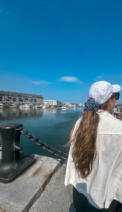 The Amy Collection - Nautical Navy Swim/Sweat Hair Scrunchies