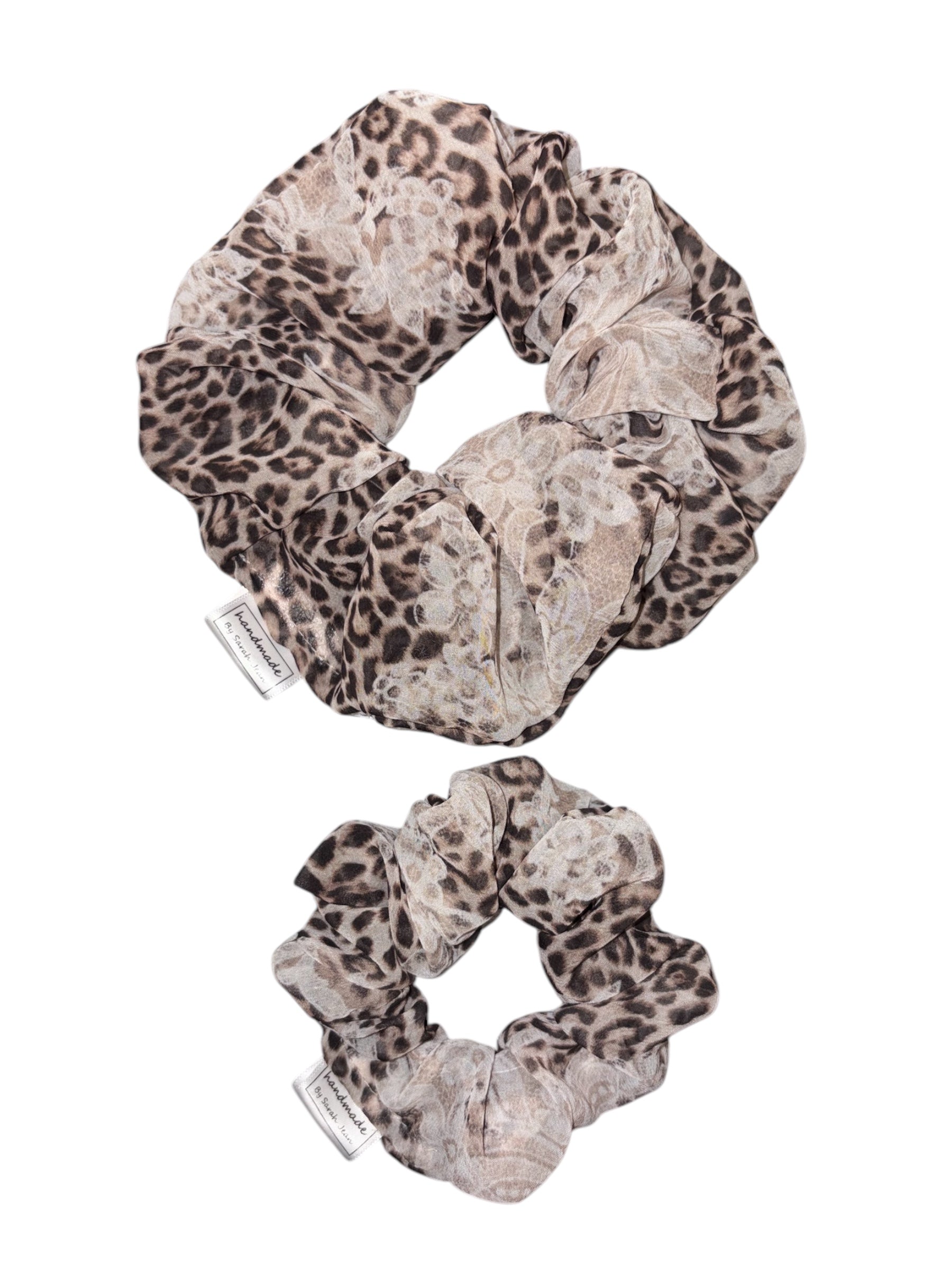 The Dani Collection - Leopard and Lace Chiffon Hair Scrunchies