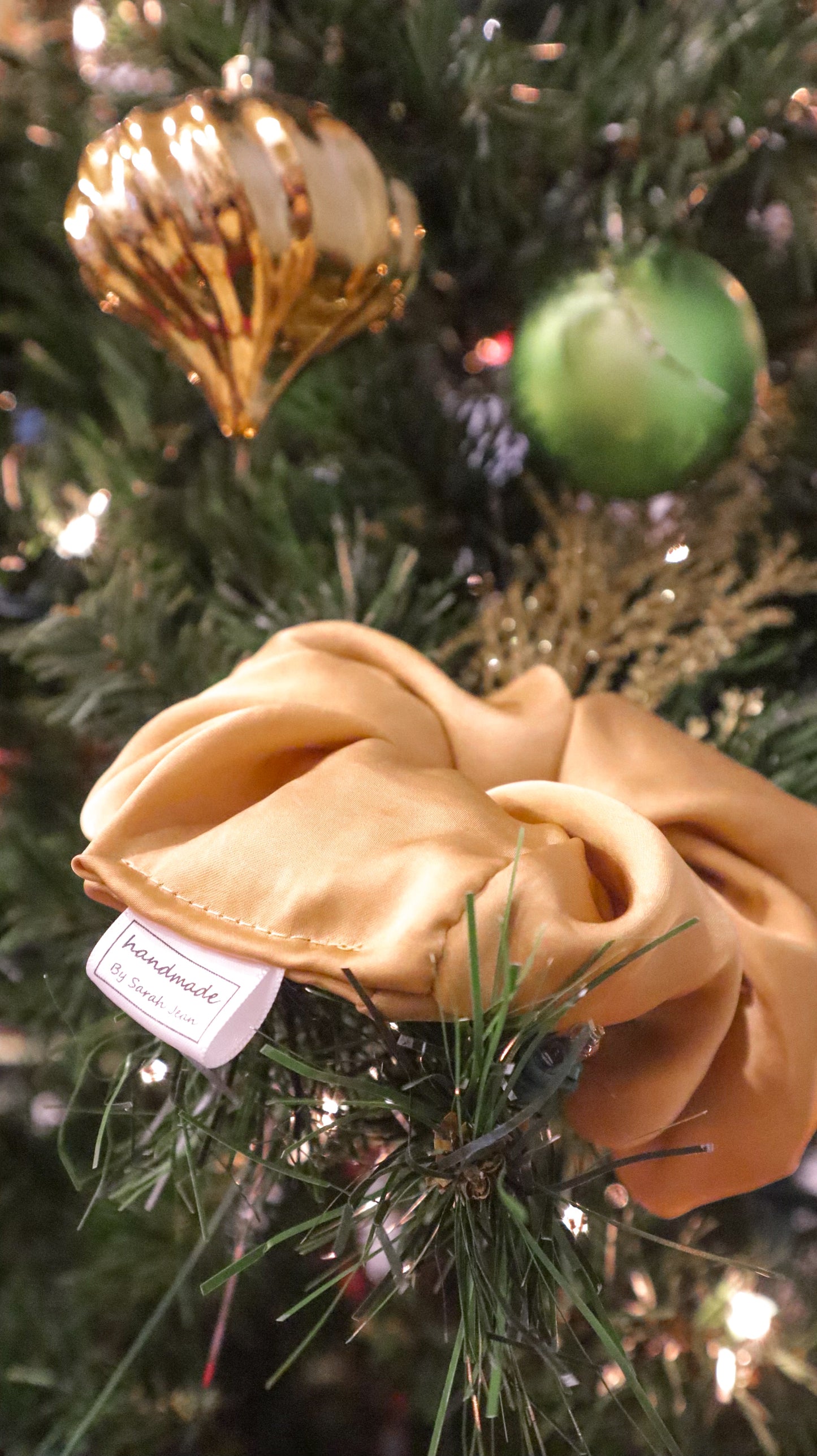 Gold Silky Satin Hair Scrunchies