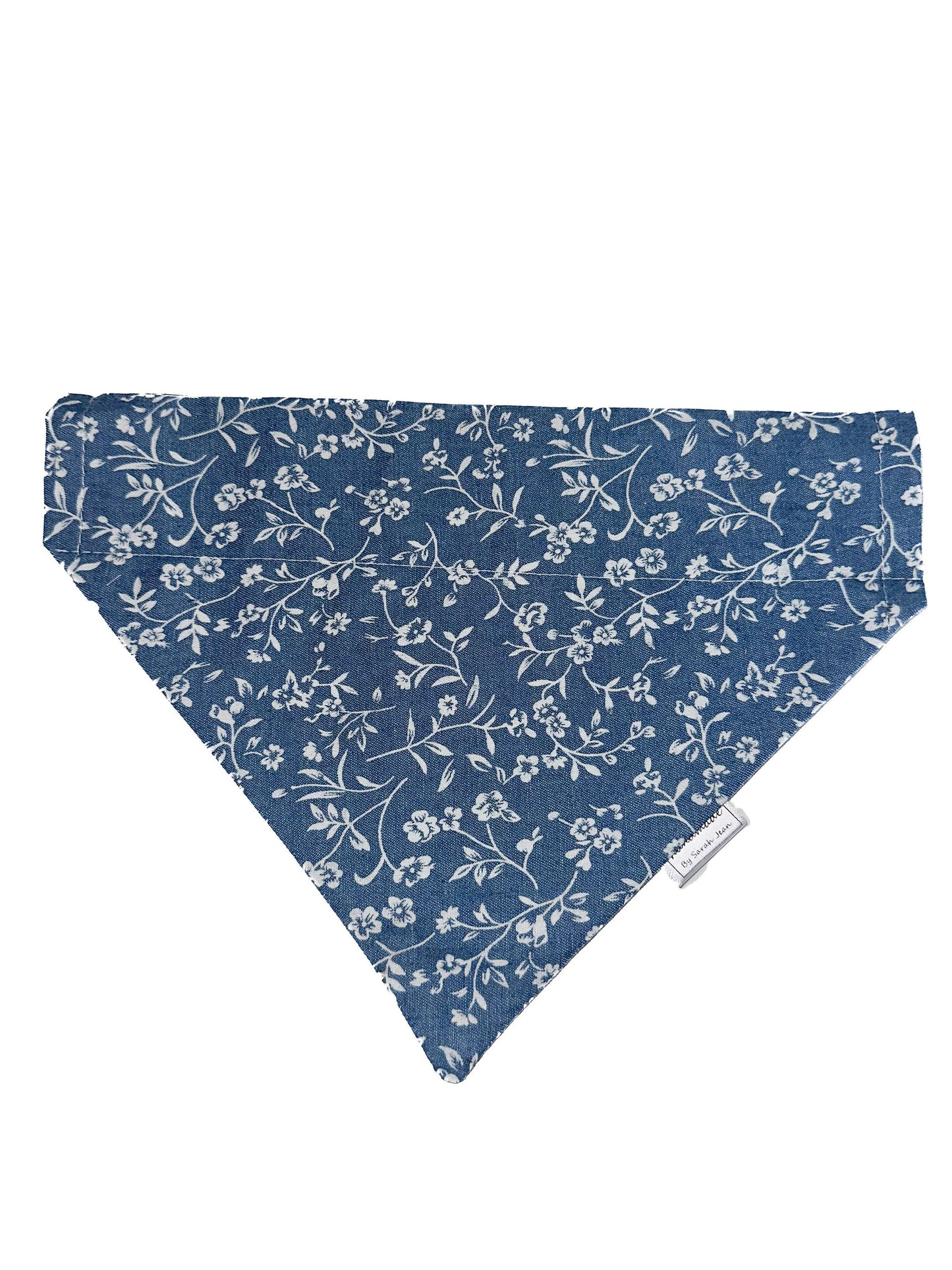 Floral Collection - Blue Printed Denim Pet Bandanas and Hair Scrunchies