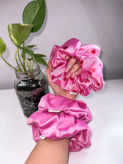 Dusty Rose Pink Stretch Satin Hair Scrunchies