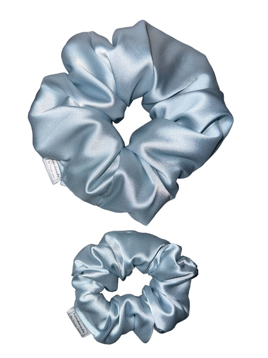 The Ashley Collection - Cornflower Blue Satin Hair Scrunchies