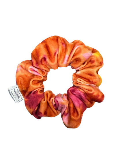 Tie Dye Collection - Orange & Pink Lycra Swim/Sweat Hair Scrunchies