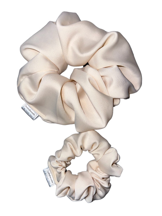 The Ashley Collection - Ivory Satin Hair Scrunchies