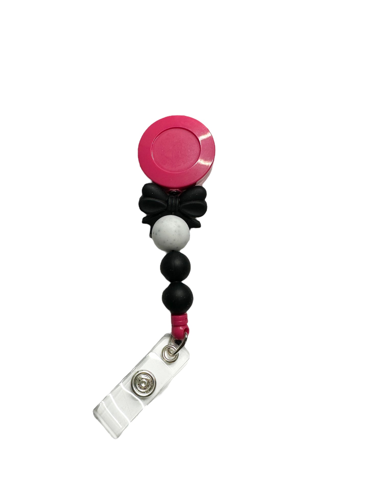 Retractable Badge Reel - Pink and Black