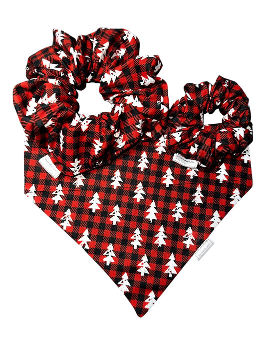 Holiday Cheer Collection - Red Plaid Bandanas and Hair Scrunchies