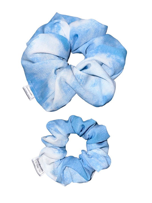 The Miranda Collection - Cotton Candy Blue Tie Dye Hair Scrunchies