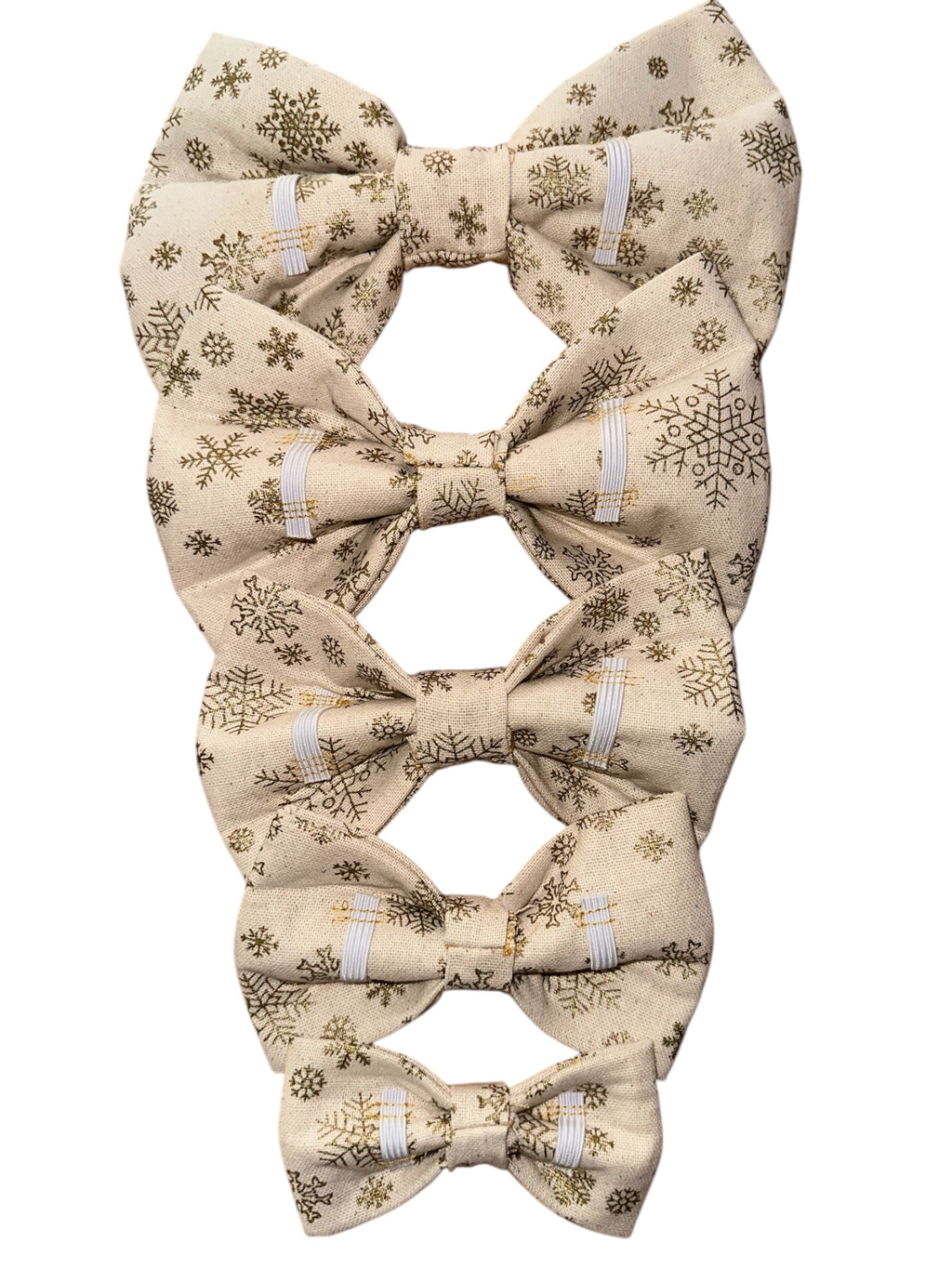 Pet Bow Tie - Gold Snowflakes
