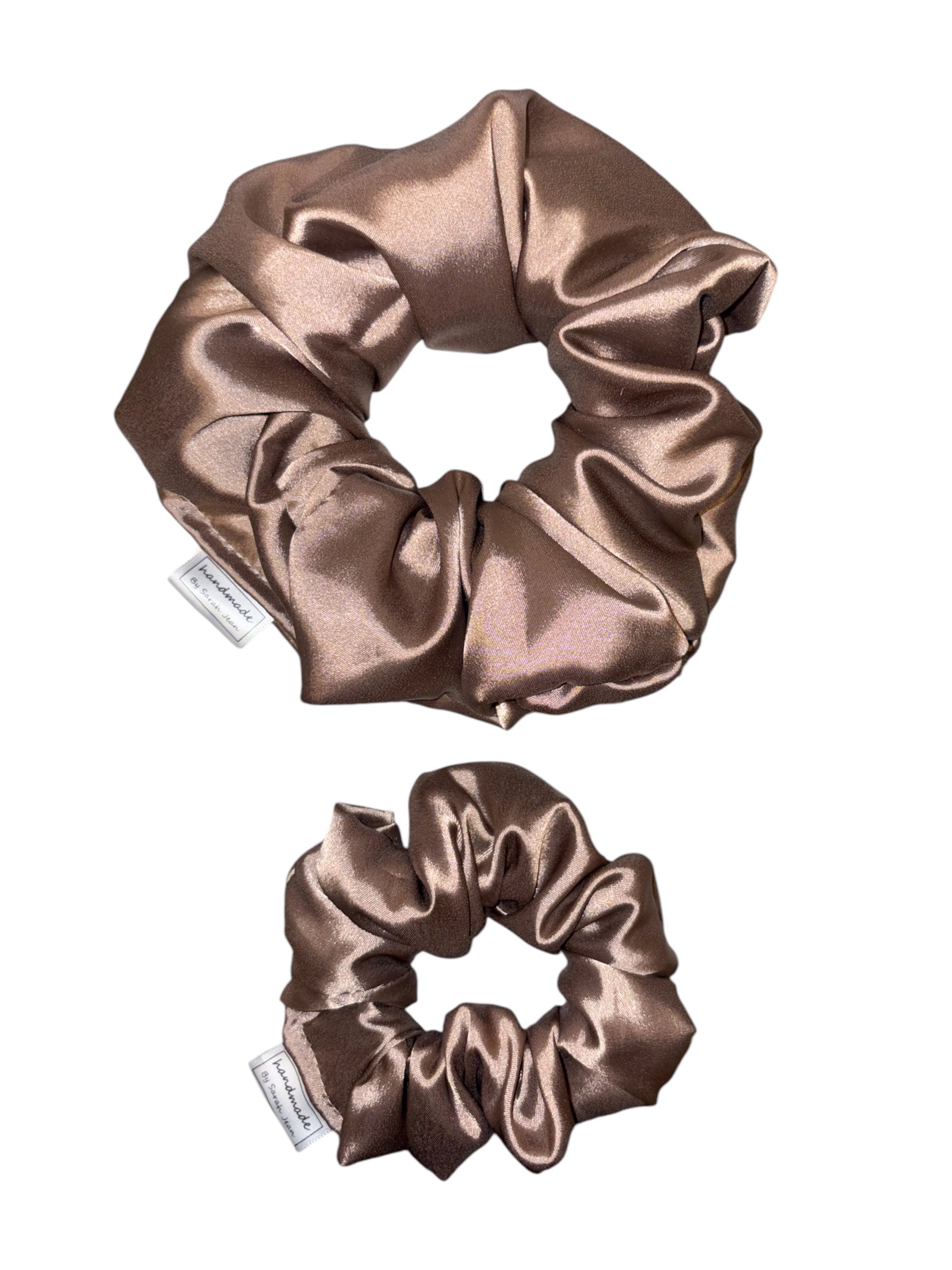 The Dani Collection - Mocha Satin Hair Scrunchies