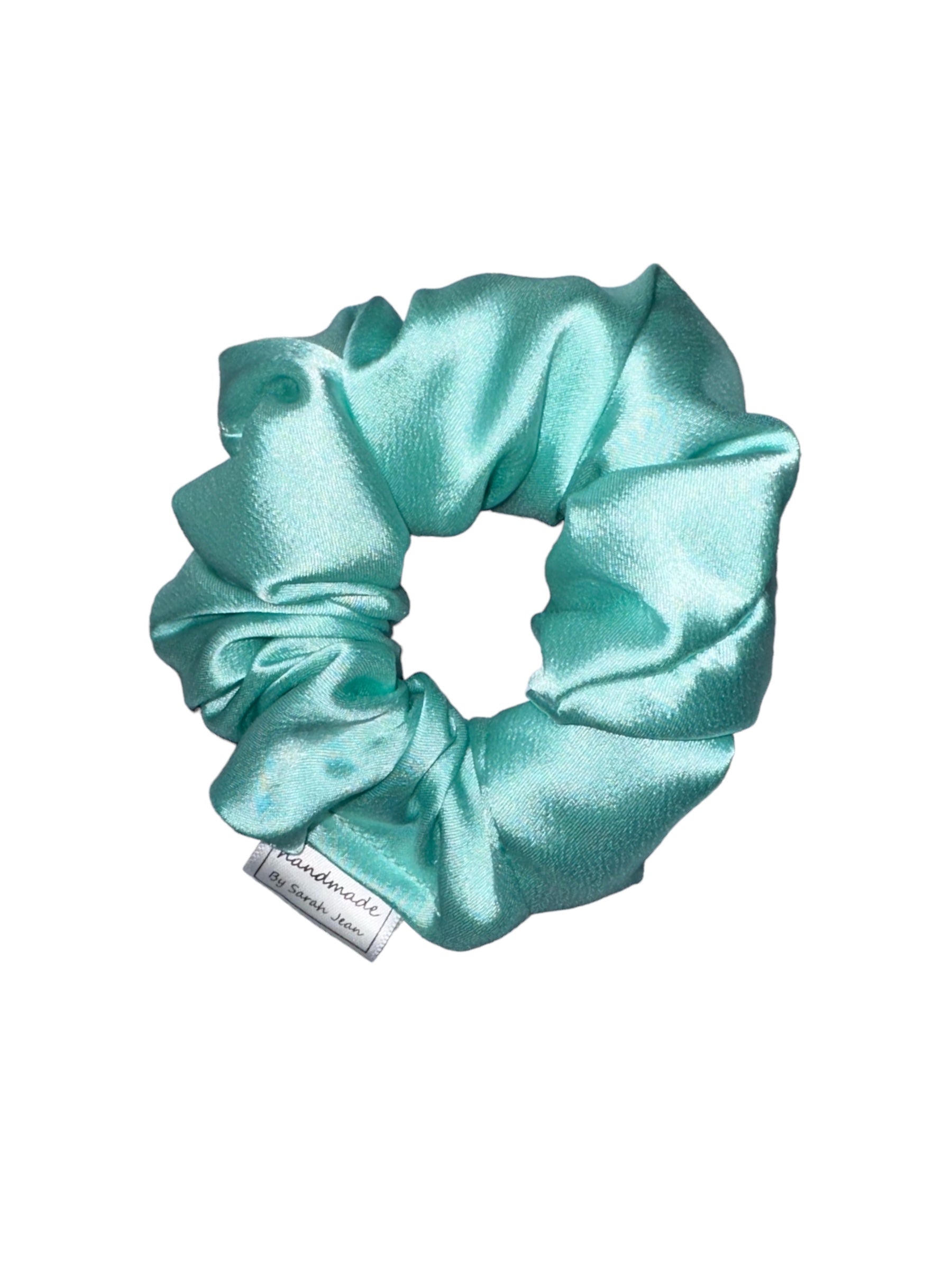 The Chelsea Collection - Aqua Blue Satin Hair Scrunchies