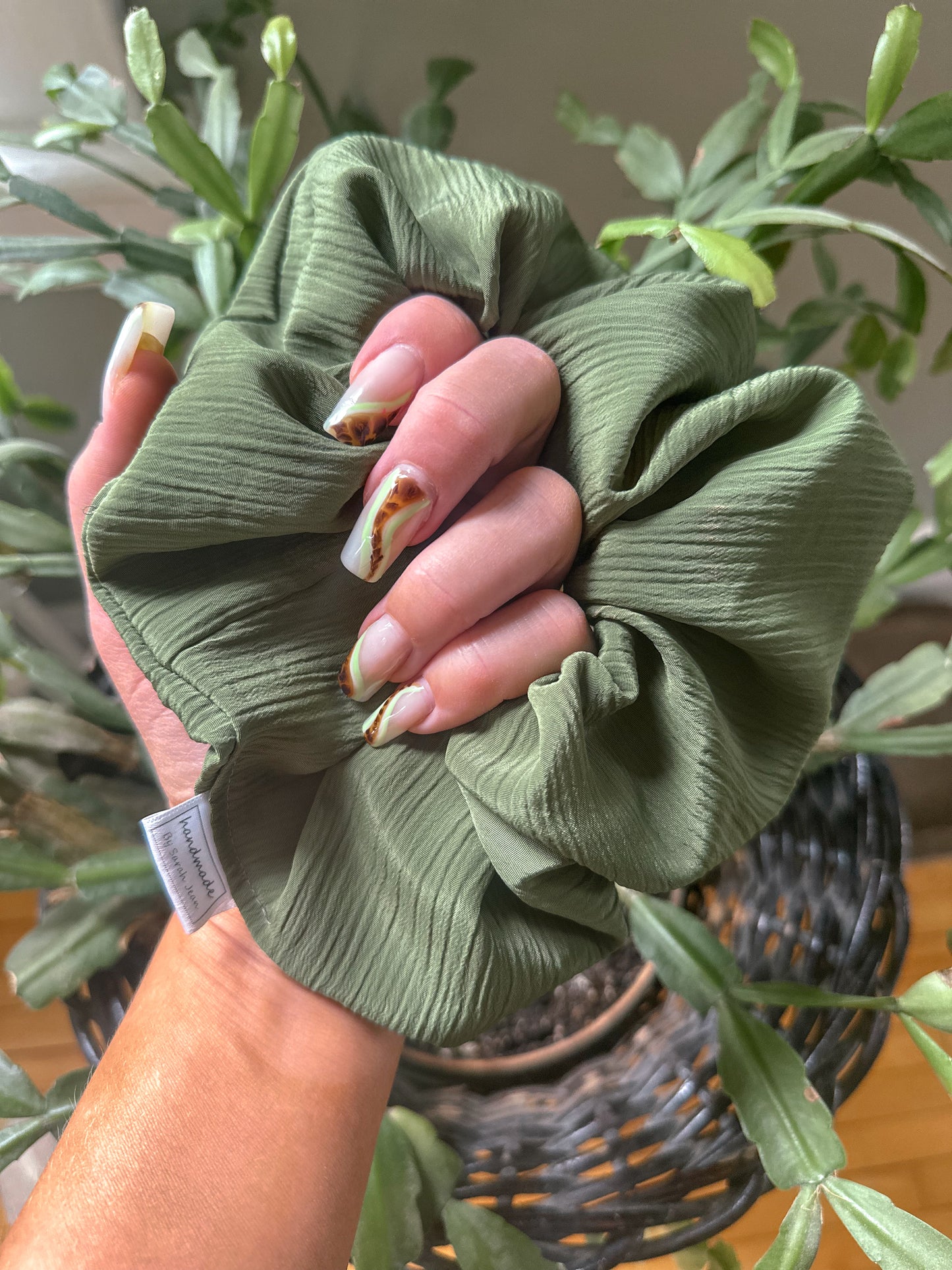 Olive Green Hair Scrunchies