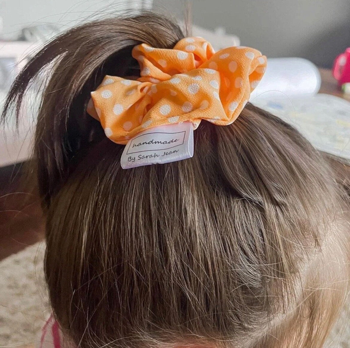 Creamsicle Collection - Orange Polkadot Silky Hair Scrunchies