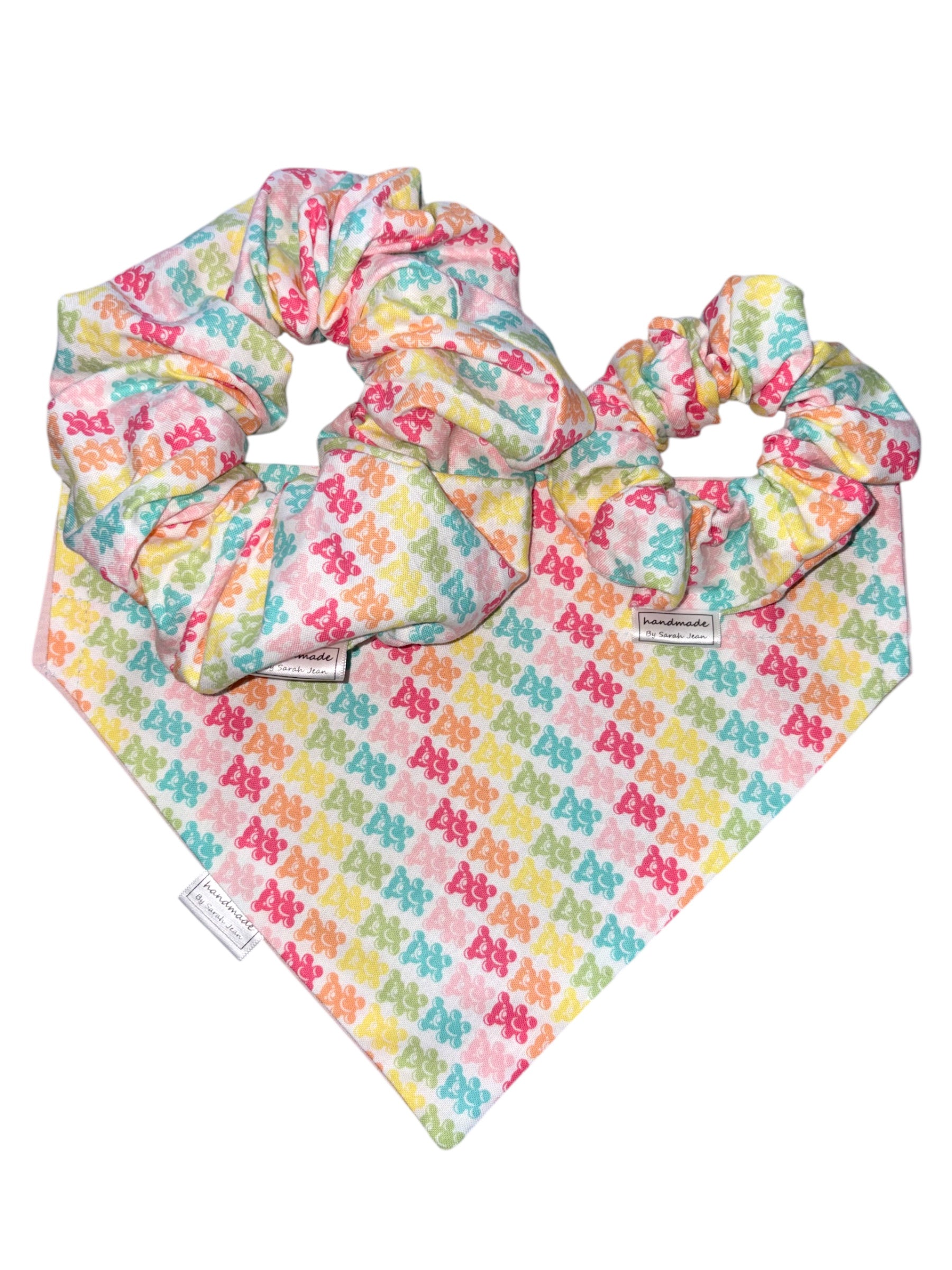 Rainbow Joy Collection - Bubblegum Bears Bandana and Hair Scrunchie
