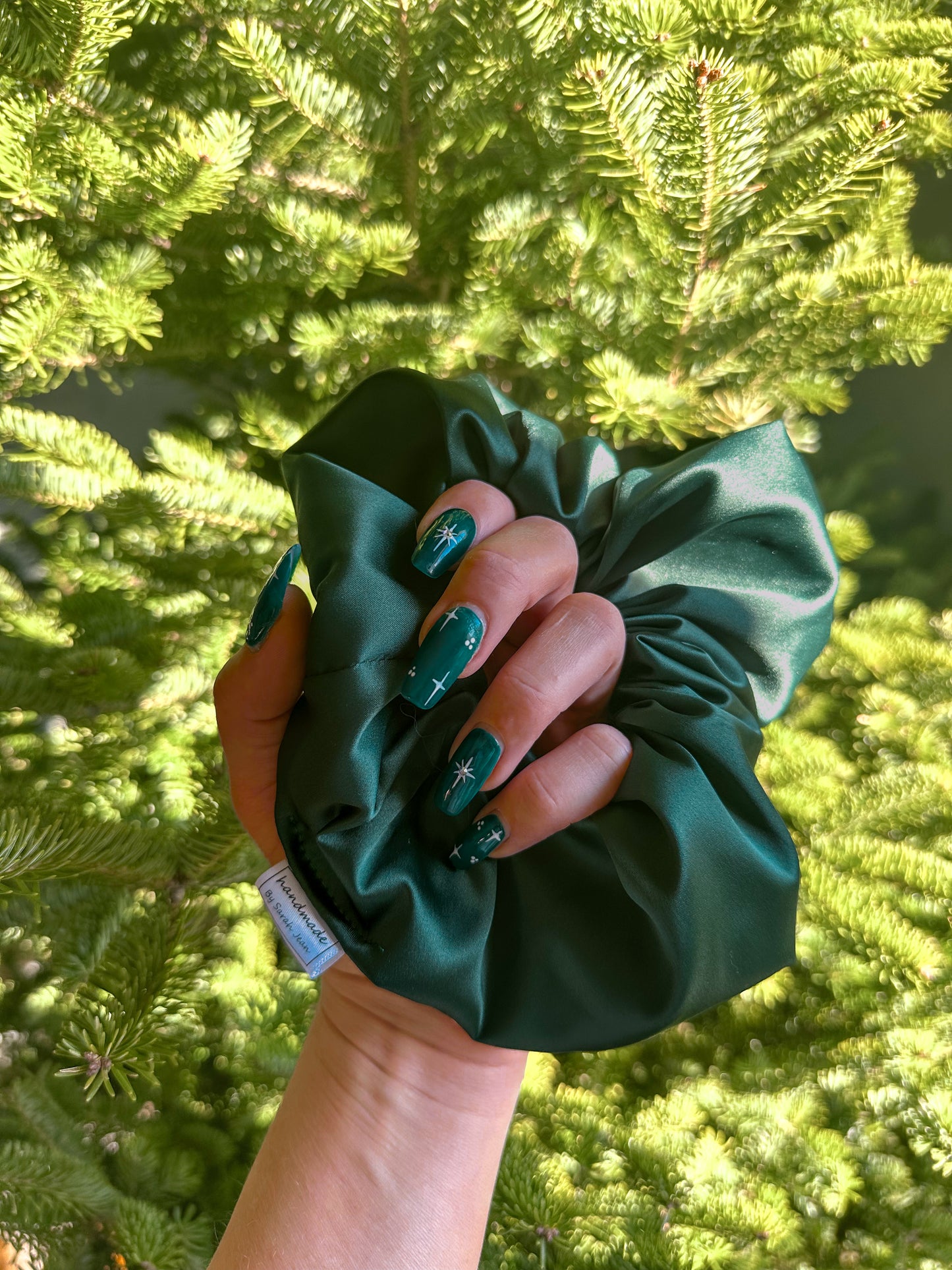 Christmas Palette Collection - Fir Green Satin Hair Scrunchies