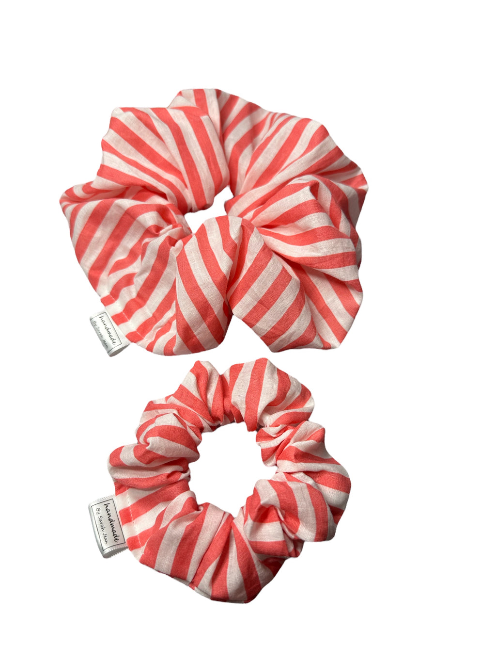In Bloom Collection - Coral Striped Pet Bandana and Hair Scrunchie