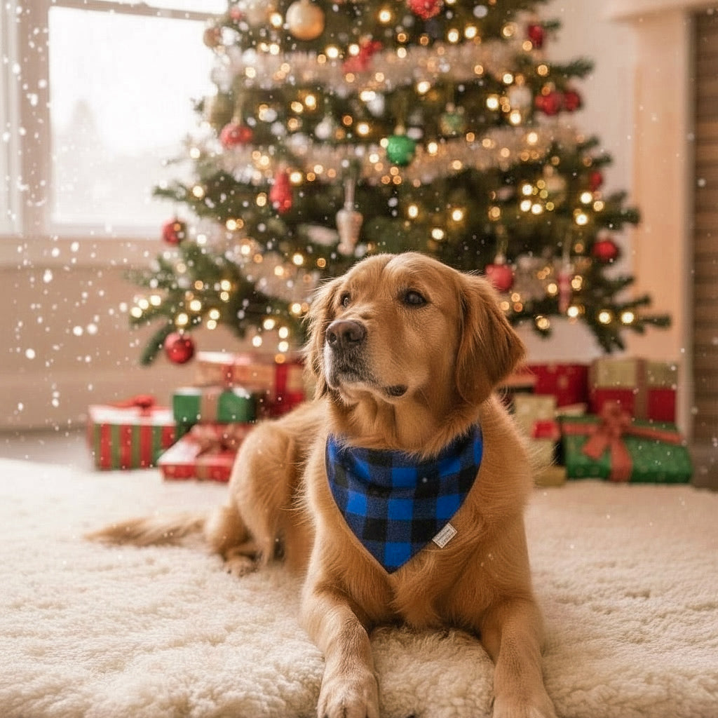 Buffalo Plaid Collection - Blue Pet Bandanas and Hair Scrunchies