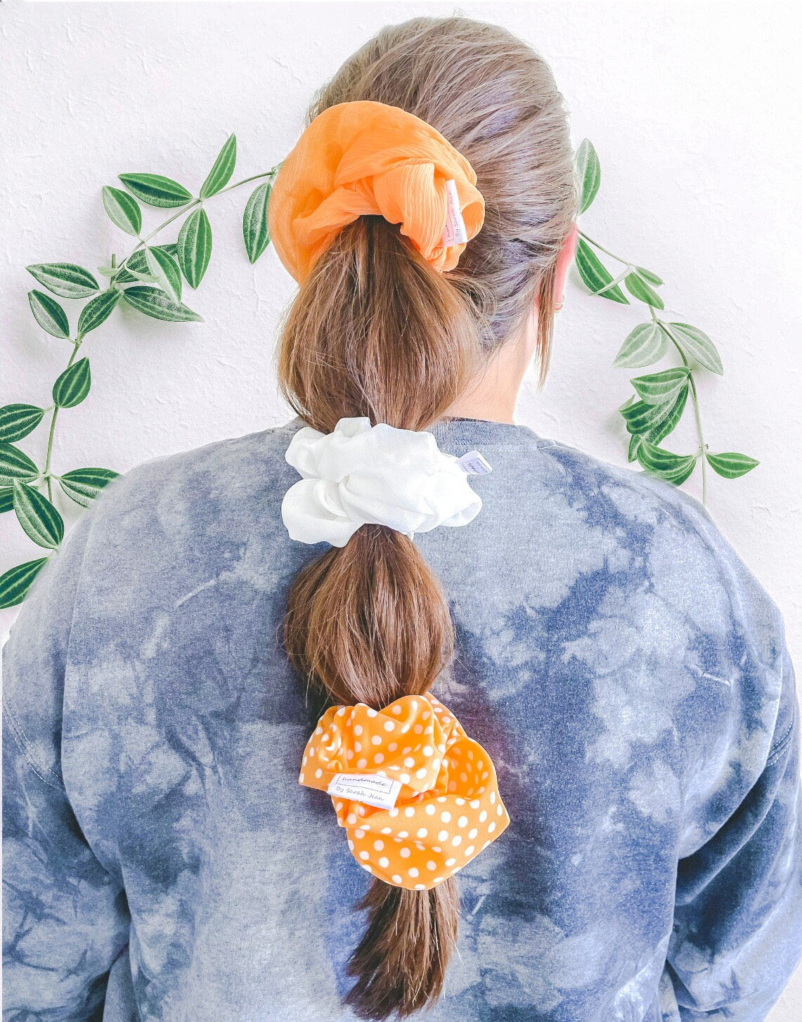 Creamsicle Collection - Orange Polkadot Silky Hair Scrunchies