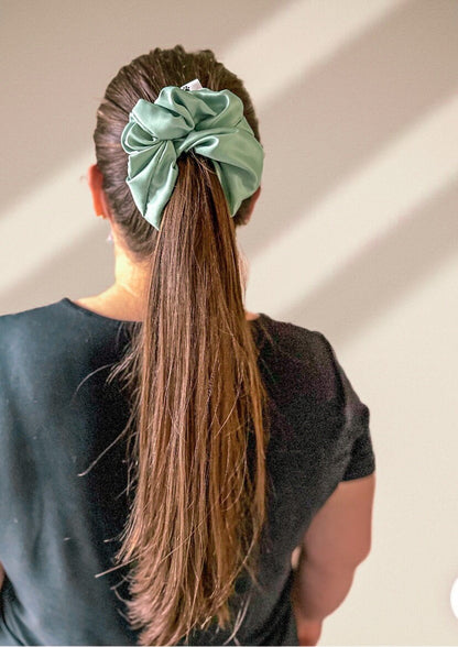 Beach Daze Collection - Sea Foam Green Stretch Satin Hair Scrunchies