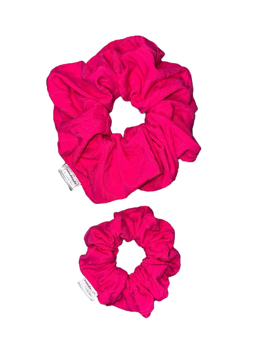 The Amy Collection - Flamingo Pink Swim/Sweat Hair Scrunchies