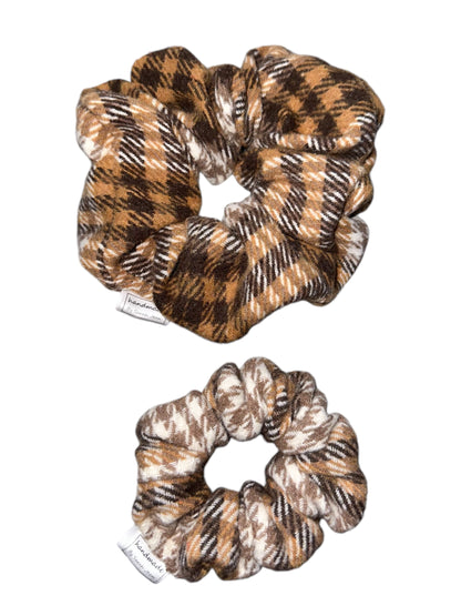 Lumberjack Plaid Collection - Beige/Brown/White Bandanas and Hair Scrunchies