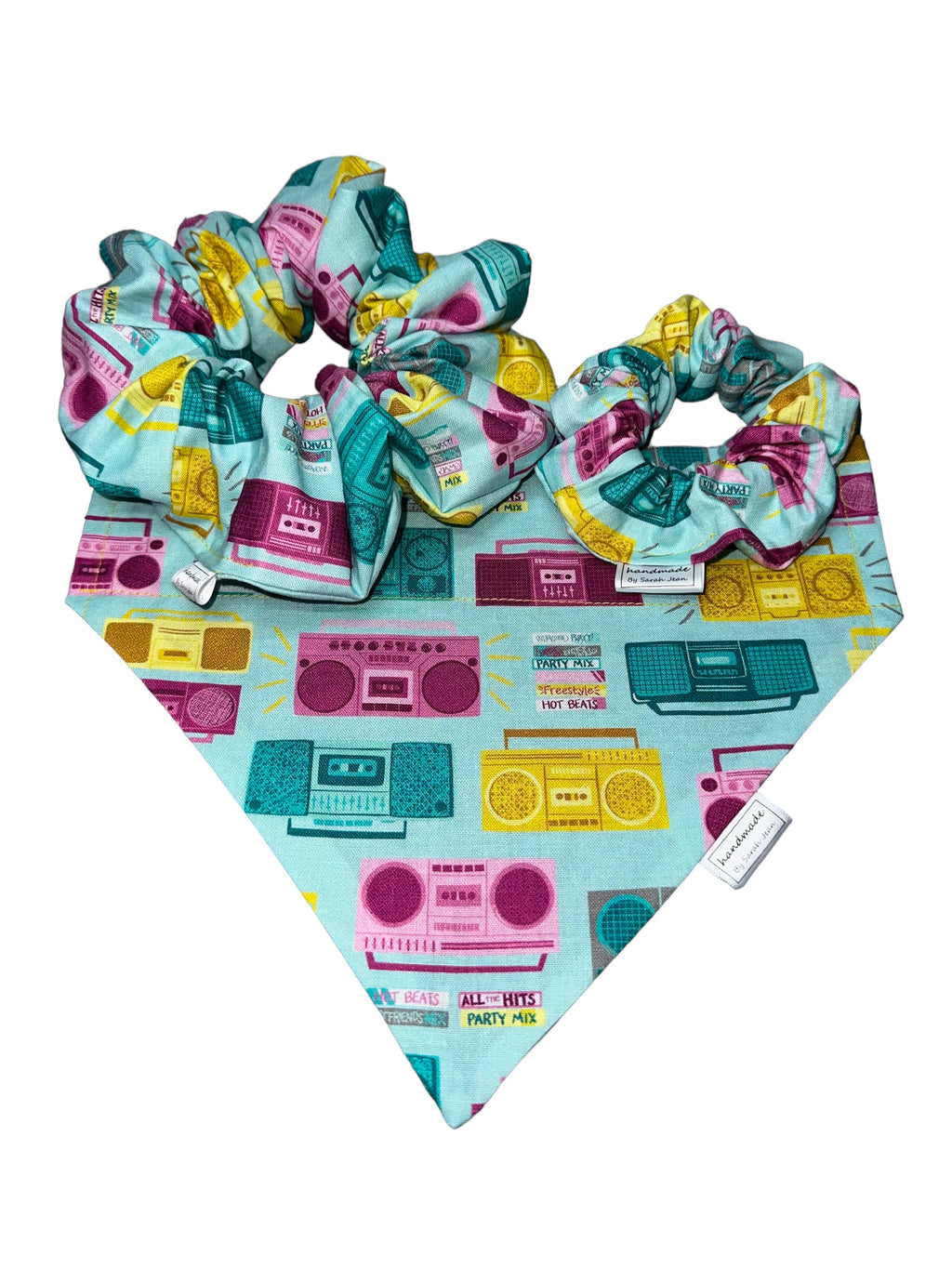 Block Party Collection - Boombox Pet Bandana and Hair Scrunchie