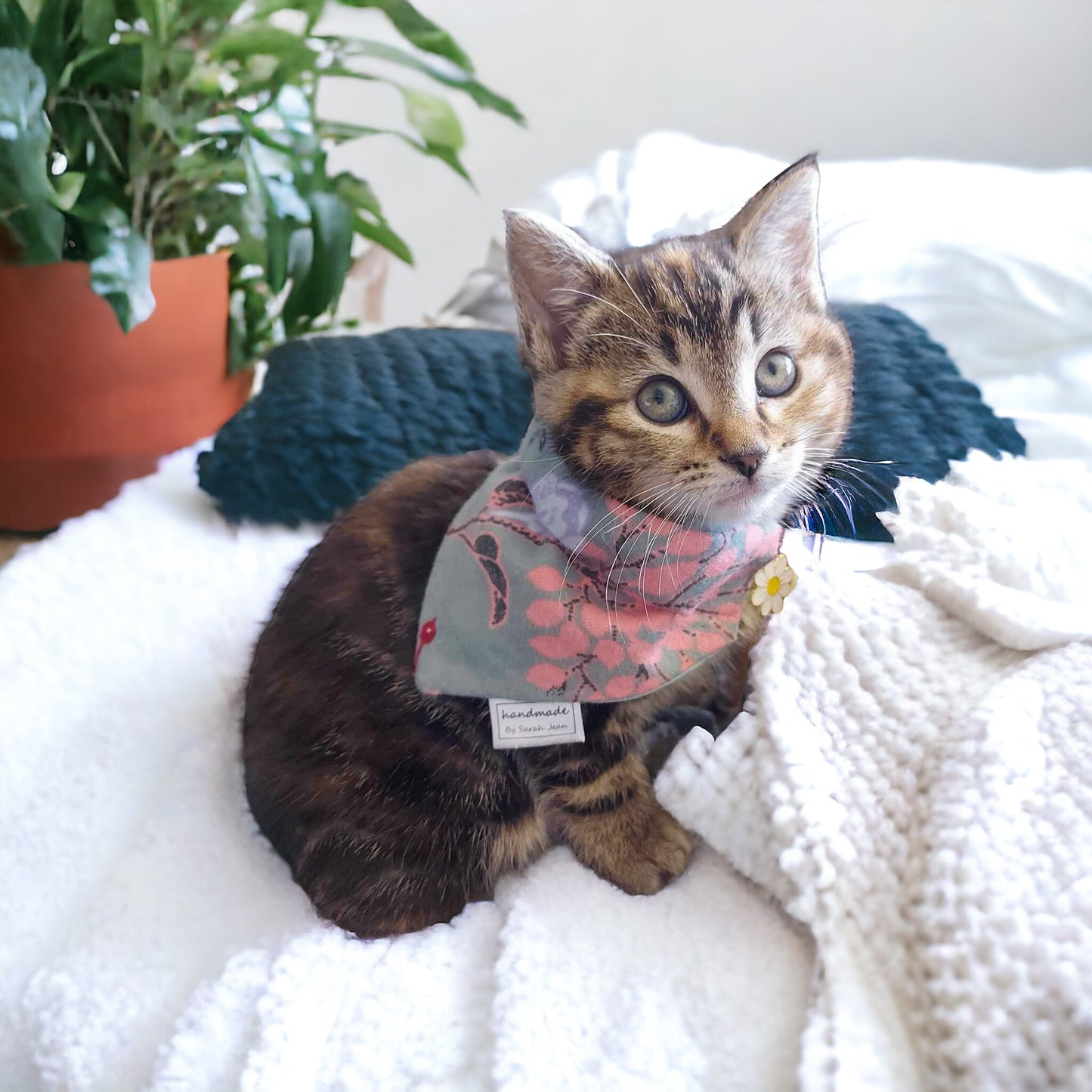 Spring Flowers Collection - Teal Green Floral Pet Bandanas