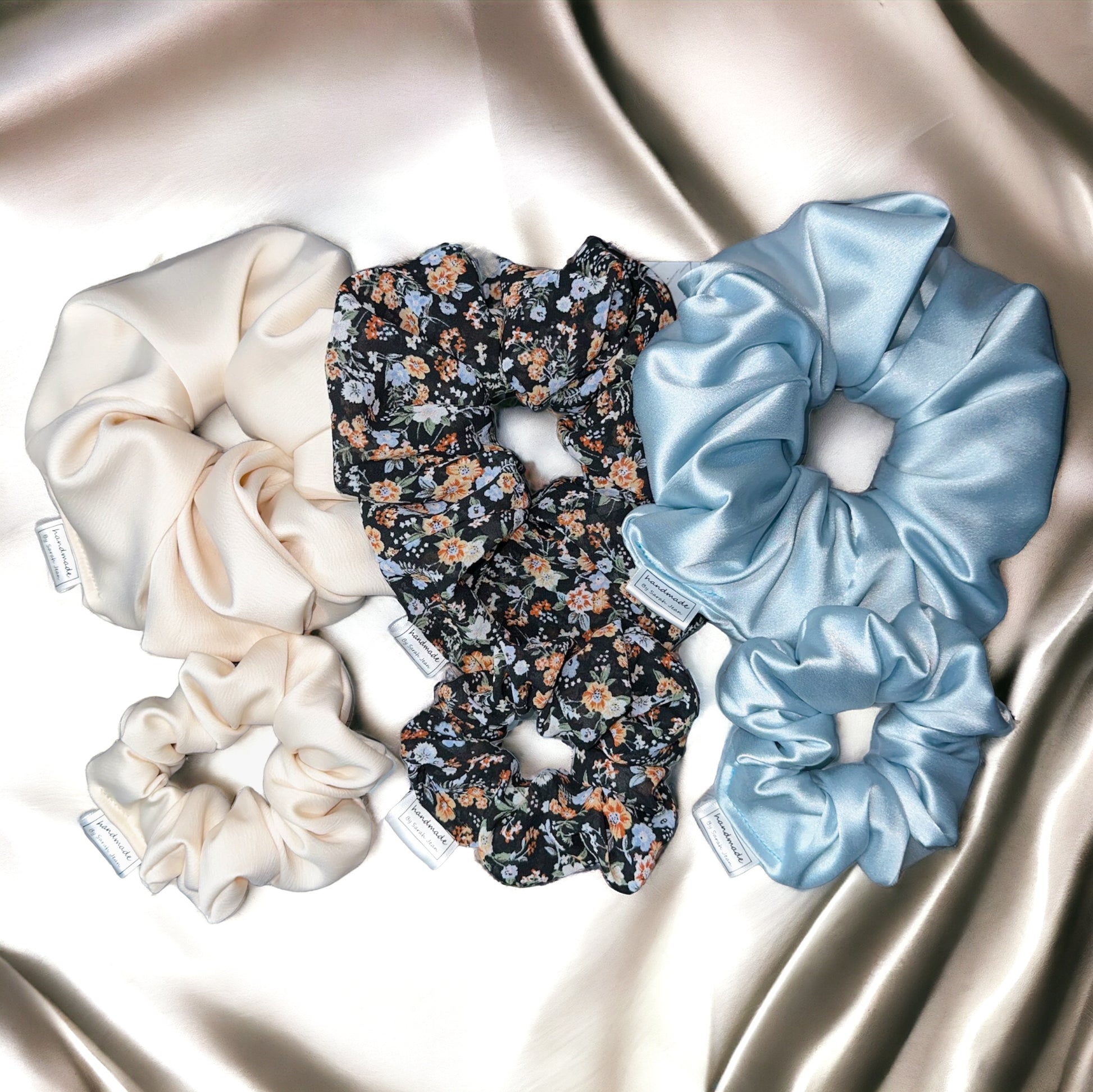 The Ashley Collection - Ivory Satin Hair Scrunchies