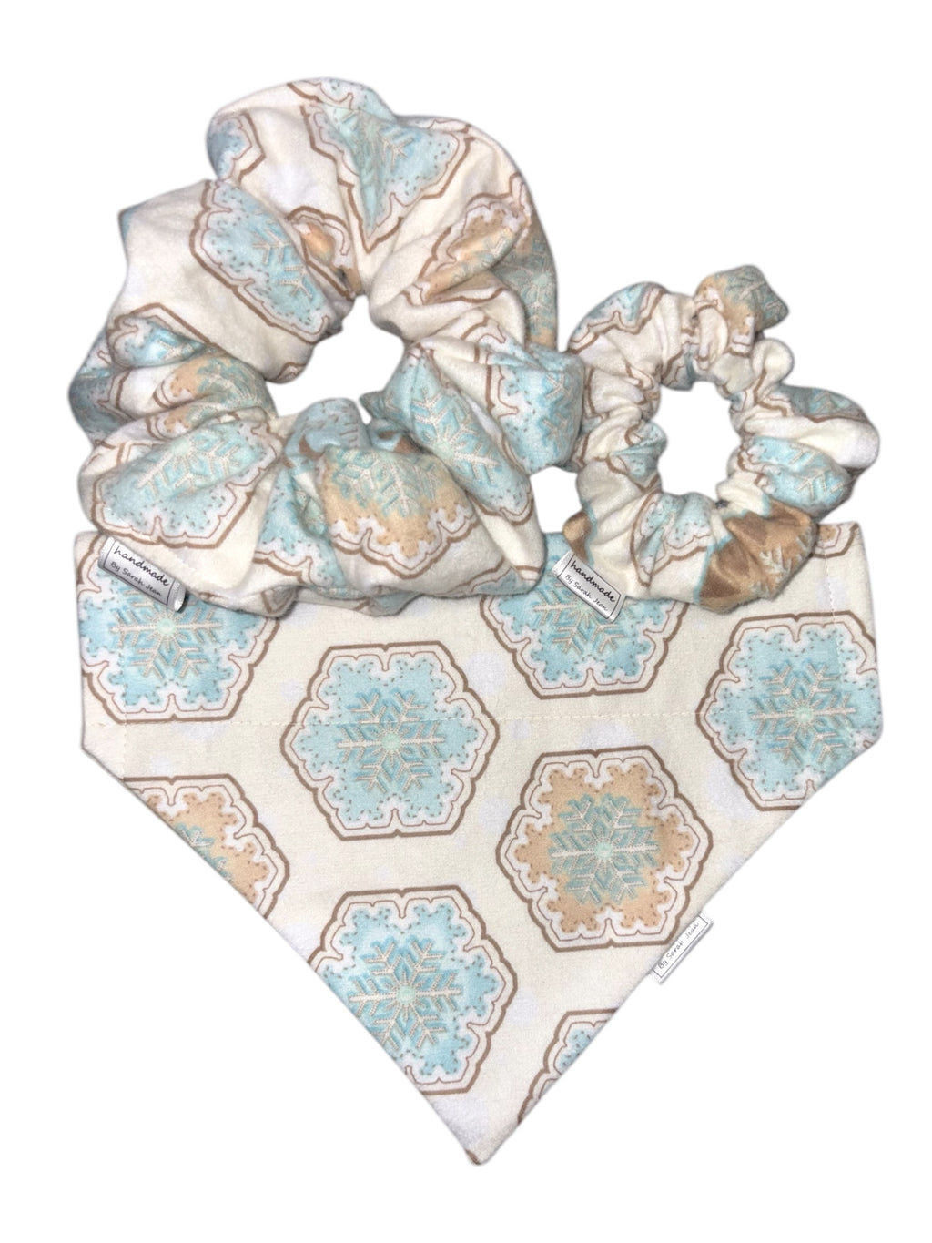 Cozy Winter Collection - Snowflake Elegance Bandana and Hair Scrunchie