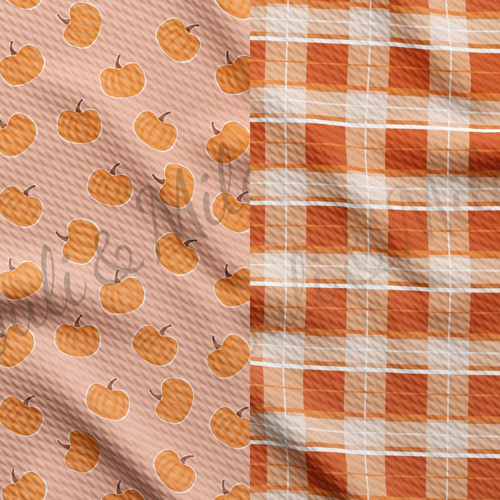 Autumn Countryside Collection - Pumpkin Season + Orange Plaid Reversible Bandana