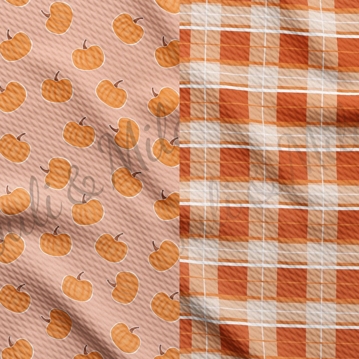 Autumn Countryside Collection - Pumpkin Season + Orange Plaid Reversible Bandana