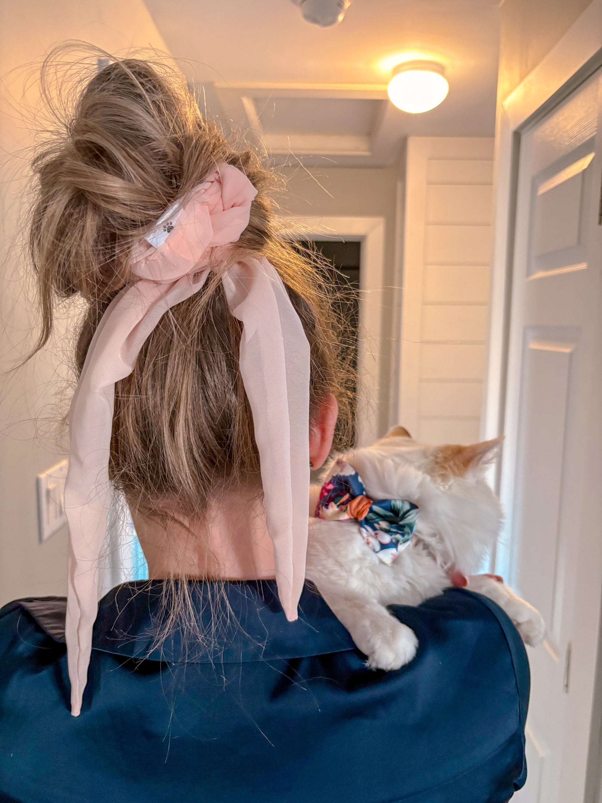 The Tiffany Collection - Blush Veil Scarf Scrunchie